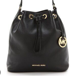Michael Kors Black Pebbled Leather Bucket Bag